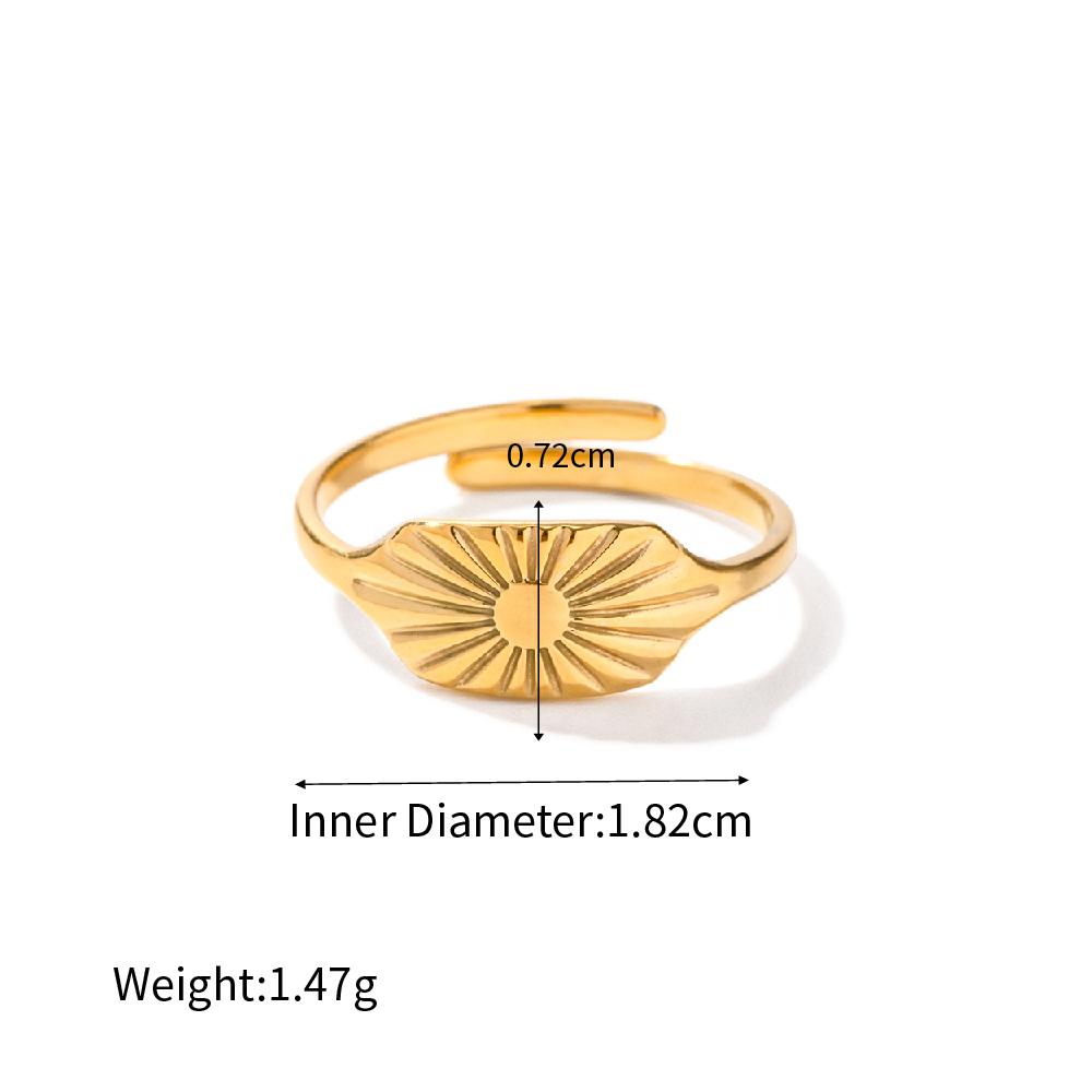 

Yori Statement Stainless Steel Flower Open Ring Women Minimalist 18k Gold Color Texture Charm Jewelry Gift New