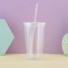 1pc-Reusable Double-layer Plastic Transparent Drinking Cup Water Bottle with Lid Straw Cup Outdoor Drink Tea Milk Mug Tools