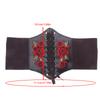 Women'S Corset Belt Gothic Fashion Pu Flower Embroidery Cummerbunds Female Slimming Waist Band Vintage Black Wide Belt For Girl