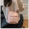 Fashion Rainbow Stripes Embroidery Pleated Bucket Bag Chain Single Shoulder Crossbody Bag Bag