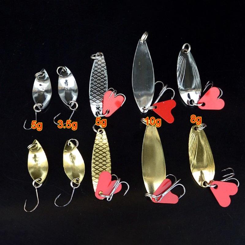 10pcs Fishing Spoons Metal Lures with Hook Tackle Box Hard Fishing Lures Fishing Baits for Trout Spinner Baits