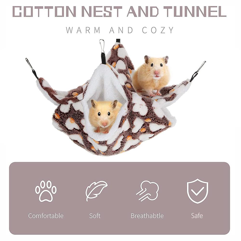 NEW Hammock For Rats Double Thick Plush Warm Bed For Hamster Nest Hanging Hamster House Beds Tr E5N4