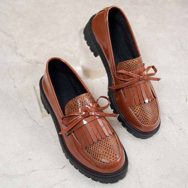 

Модная женская обувь на толстой подошве, одинарная, осенняя новинка, с круглым носком, с глубоким вырезом, с бантом-бабочкой, нескользящая, износостойкая, на толстом каблуке 36