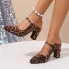 Leopard Women Slippers Sexy High Heels Summer Shoes Pointed Toe Heeled Sandals 2025 Elegant New Mules Shoes Woman Pumps Zapatos