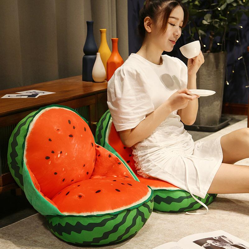 Kreativ Simulerings Vannmelon Plysj Sofapute Fylt Myk Åpen Vannmelonpute Fin Hjemmedekor