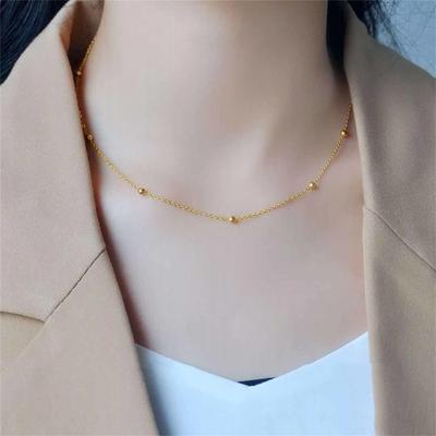 316L Stainless Steel Gold Colour Ball Pendant Necklace Fashion  Minimalist Chain Necklace Fashion Women's