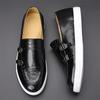 Fashion Designer New Men Monk Strap Loafter Men's Black Brown Patent Leather Platform Shoes Male Walking Sneakers Zapatos Hombre