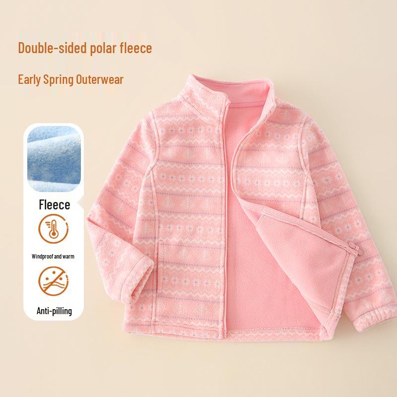 Boys' Fleece Jacket for Autumn/Winter - Stand-Up Collar, School Uniform Layer, Warm and Thick