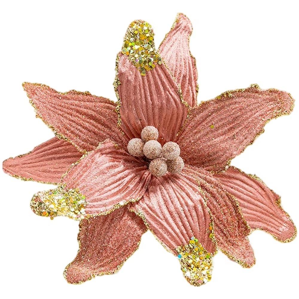 

Faux Velvet Christmas Tree Wreath 26cm Xmas Tree Decor Flower Hanging Ornaments Christmas Tree розовый