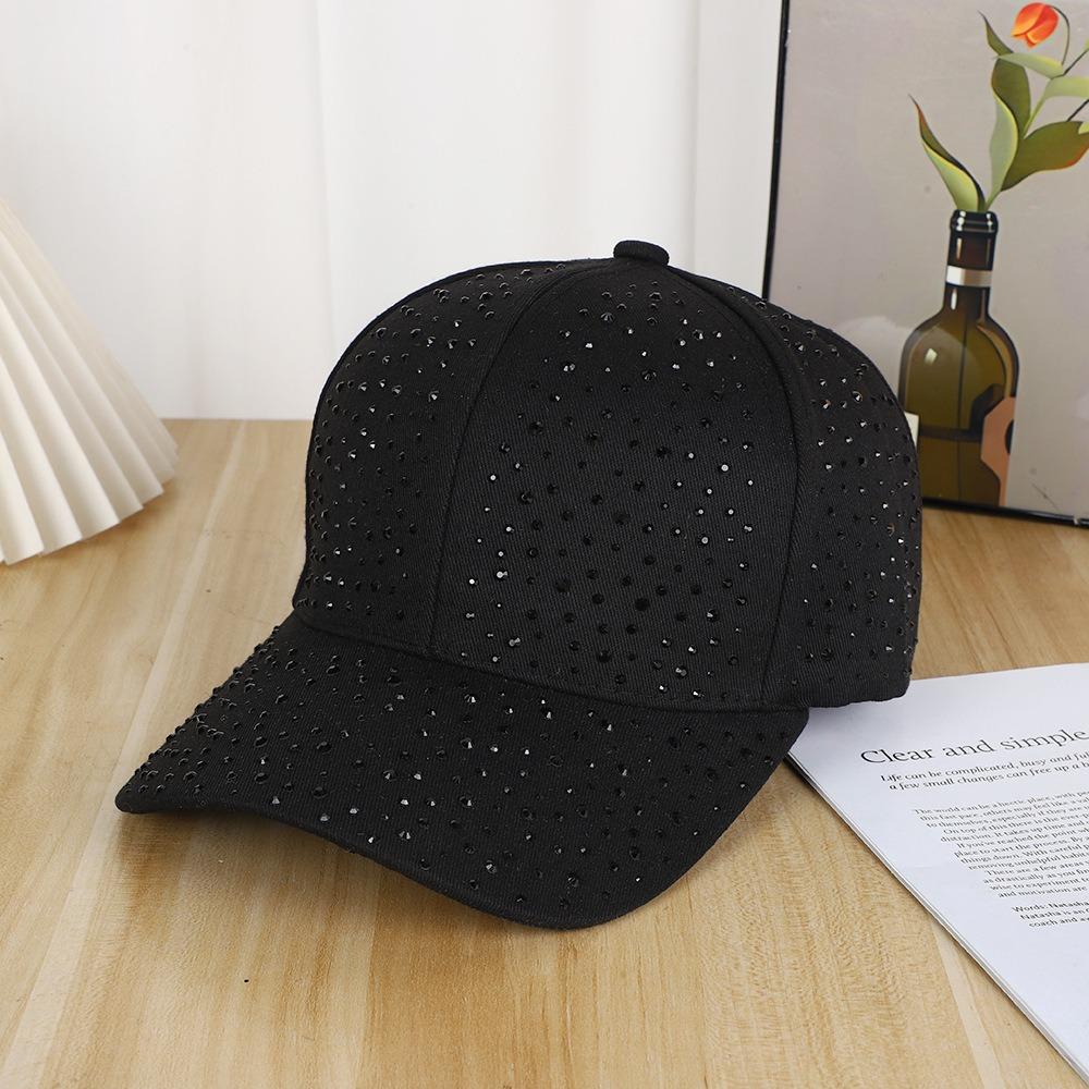 Cotton Full Rhinestone Baseball Hat Solid Color Sunscreen Hat Hotfix Rhinestones Baseball Cap Girl