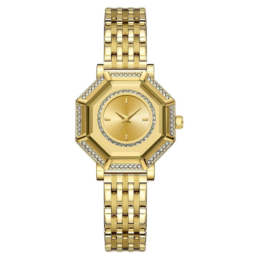 Women Quartz Watch Geometric Rhinestone Stainless Steel Waterproof Casual Banquet Dress Girls Watches