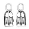 2Pcs Lifting Double Pulley Block Heavy Duty Stainless Steel Roller M50 Wire Rope Crane Hanging 400KG Loading