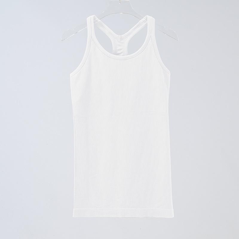 Dámská bezešvá žebrovaná pletená vesta na jógu s I-tvarovanými zády - úzké, vysoce elastické sportovní oblečení