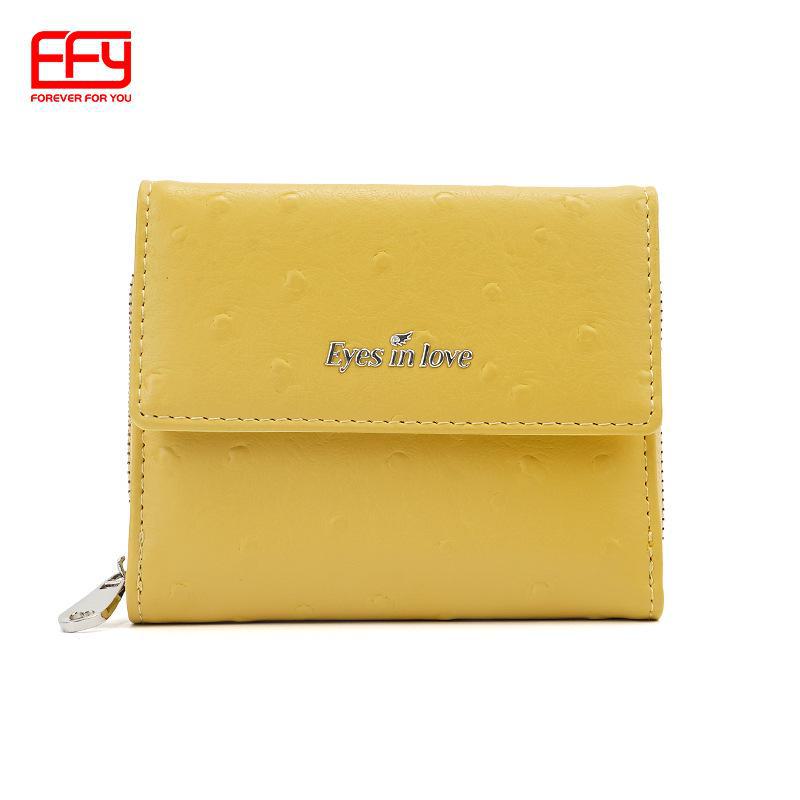 Мини-кошелек для монет с рисунком страуса, высококачественная искусственная кожа, отделения для нескольких карт, стиль ретро-лес, магнитная застежка для девочек жёлтый