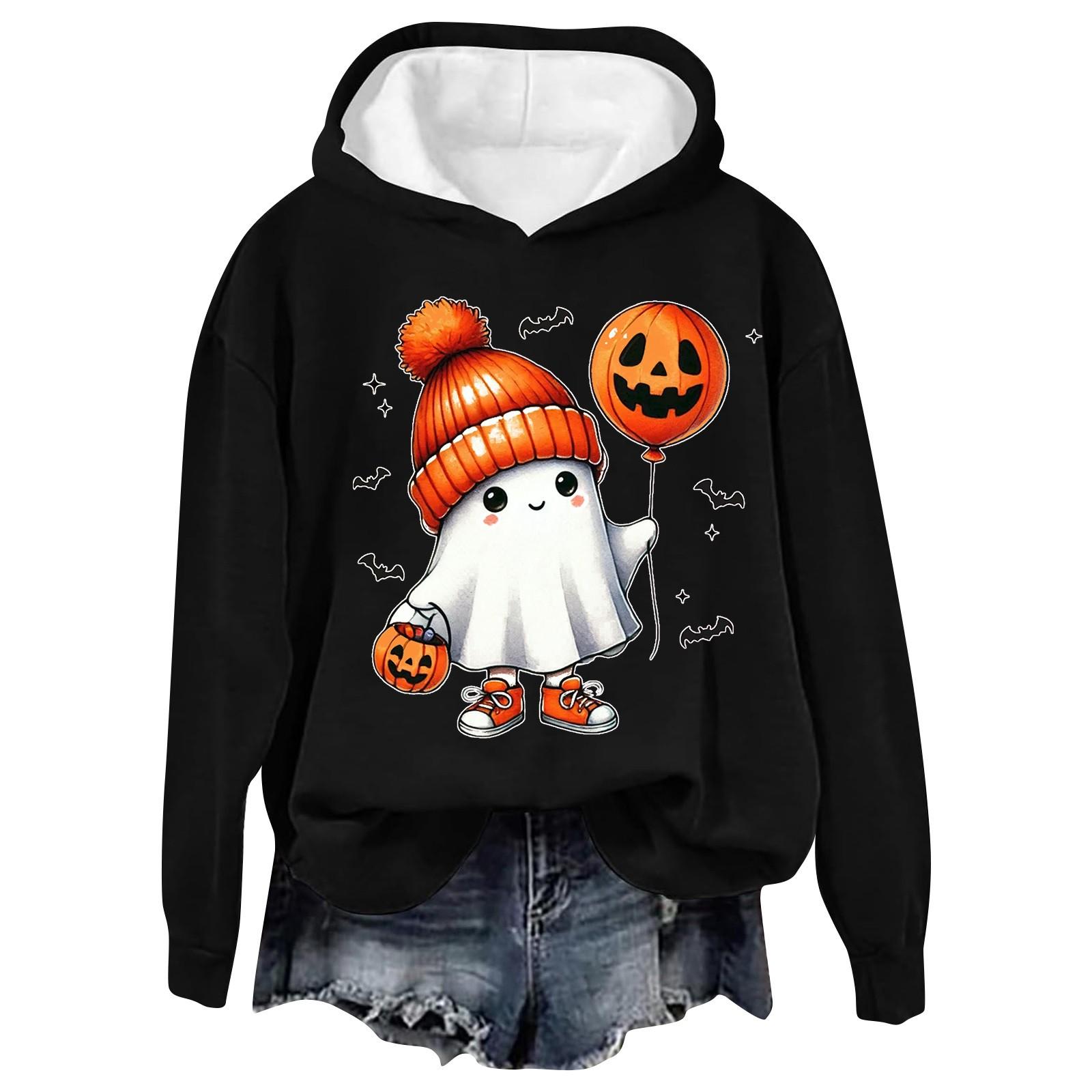 

Жіноча модна повсякденна толстовка з капюшоном і капюшоном на Хеллоуїн з літерами L чорний