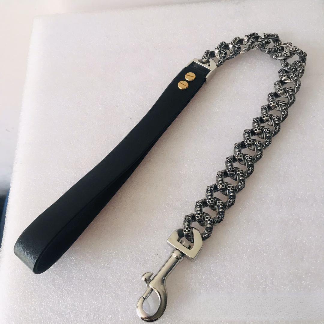 

23 мм Ошейник-поводок для собаки из нержавеющей стали Ошейник Поводок для собаки Средняя и Крупная Собака Поводок для собаки 23mm*70CM серебряный