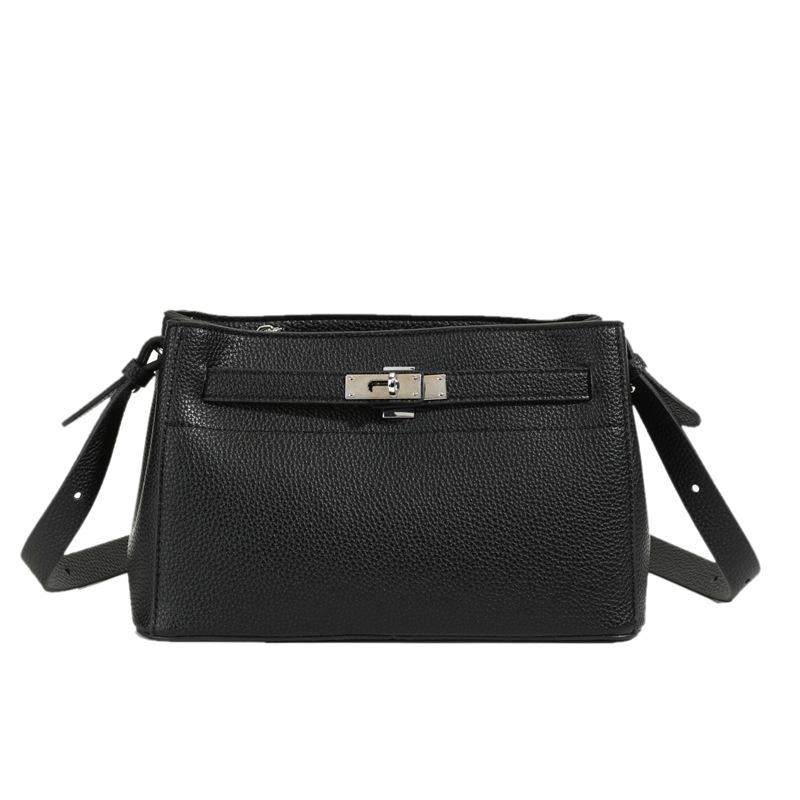 

Универсальная маленькая квадратная сумка с узором личи, женская сумка через плечо в стиле ретро, универсальная сумка-мессенджер высокого класса чёрный