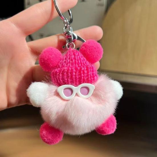 Yousheng Keychain Plush Rabbit Fur Cartoon Doll Shape Bag Charm Car Keychain Decorative Accessory Emotional Support Gift