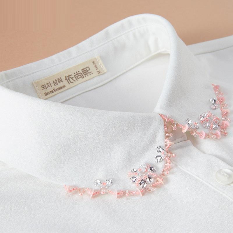 Perfect Match Fashion Beaded Fake Collar Women Detachable Collars Black False Collars Woman Removable Chiffon Half Shirt Tie Nep Kraagie