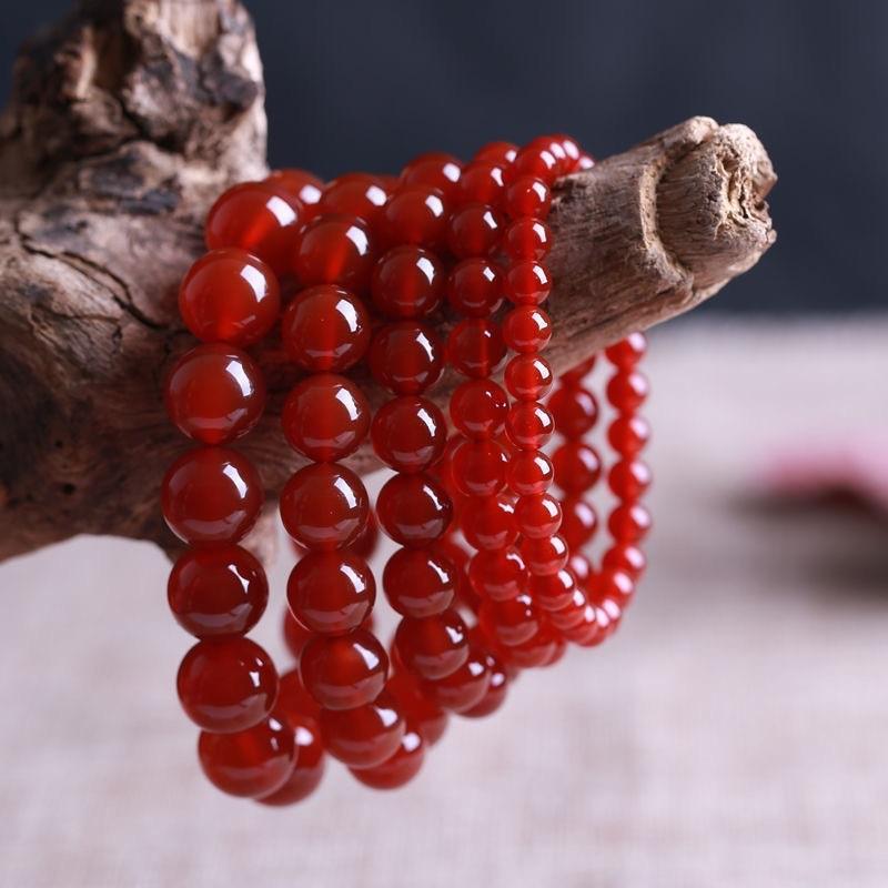 7A Natural Red Agate Bracelet for Girls - Year of the Rat, Simple & Versatile High Ice Red Chalcedony