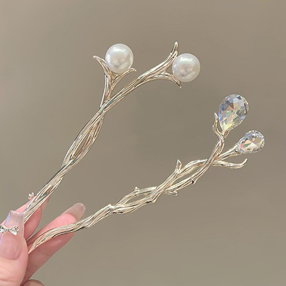 Niche High-end Pearl Crystal Interwoven Hairpin Add Dynamic Beauty To Hairstyles Creating An Elegant Refined Atmosphere
