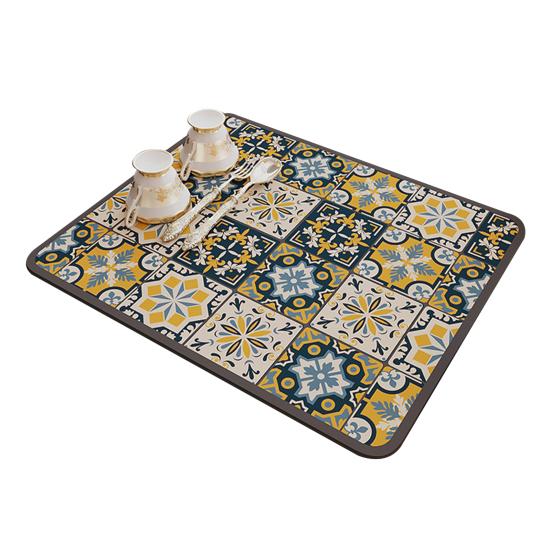 Placemat Retro Printing Rapid Absorption Coaster Non-Slip Base Easy To Clean Minimalist Design Coffee Cup Mat