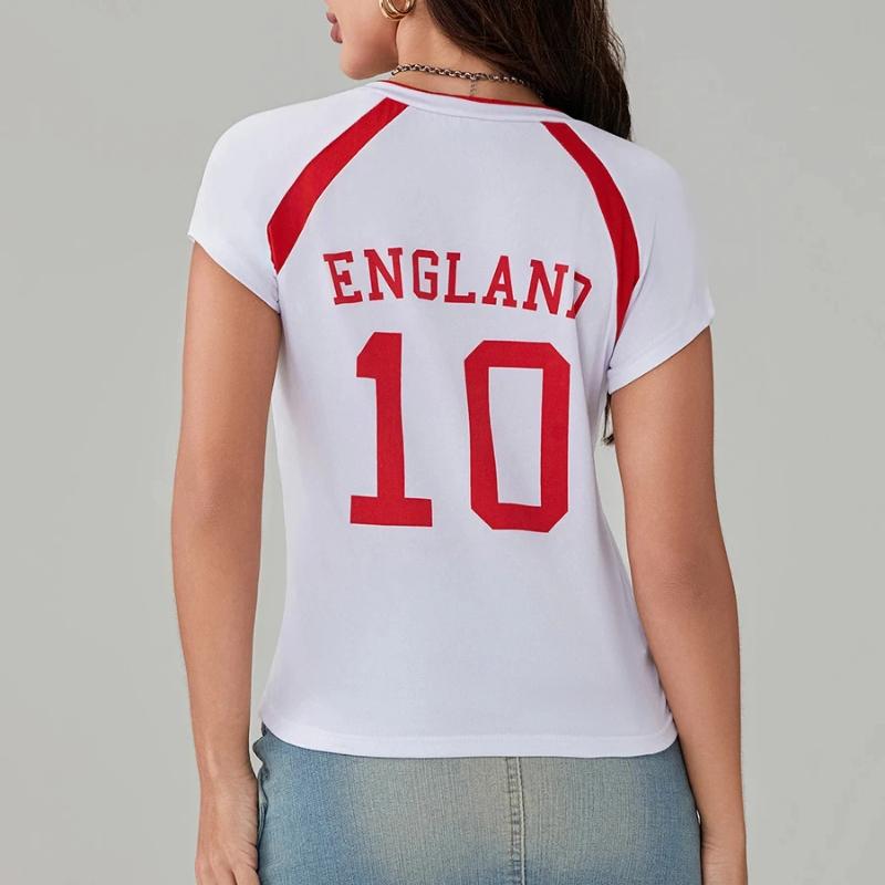European and American Summer Women's Printed Y2K Street Exposed Navel Slim Fit T-shirt Retro Top