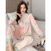 Butterfly Streetwear Women's Pajamas V-neck Button Casual Soft Pajamas Set for Women Autumn Winter New Sleepwear