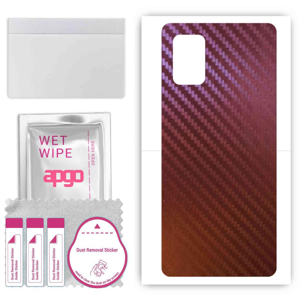 apgo Pellicola adesiva in vinile per il RETRO compatibile con Samsung Galaxy A Quantum, resistente ai graffi, facile da installare - Carbonio Camaleonte CAKA5