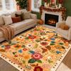 French Stylish Vintage Floral Large Living Room Carpet Fresh Colorful Flower Bedroom Bedside Floor Mat Non‑Slip Washable Rug