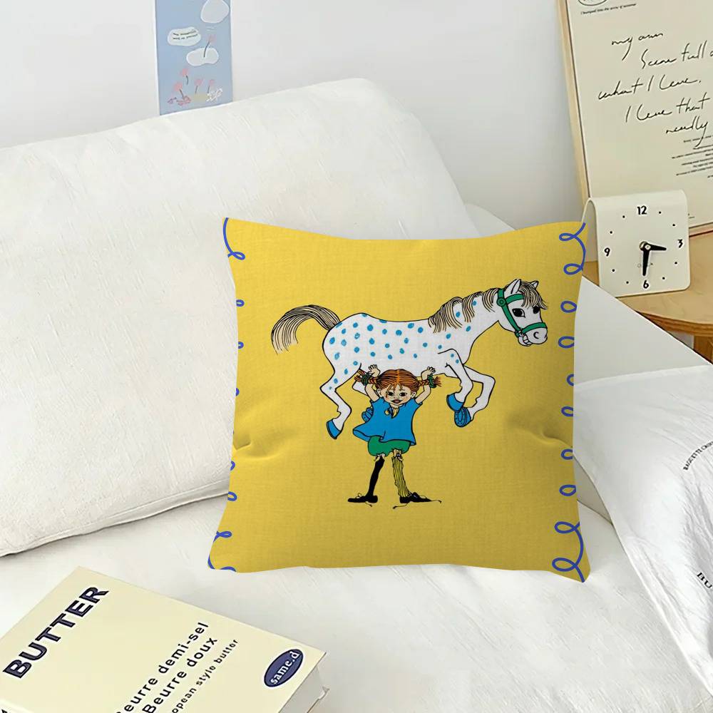Cartoon Pippi L-longstocking Cute Maple Design Cushion Cover Happy Autumn Harvest decor Holiday Decorati Pillow Cover