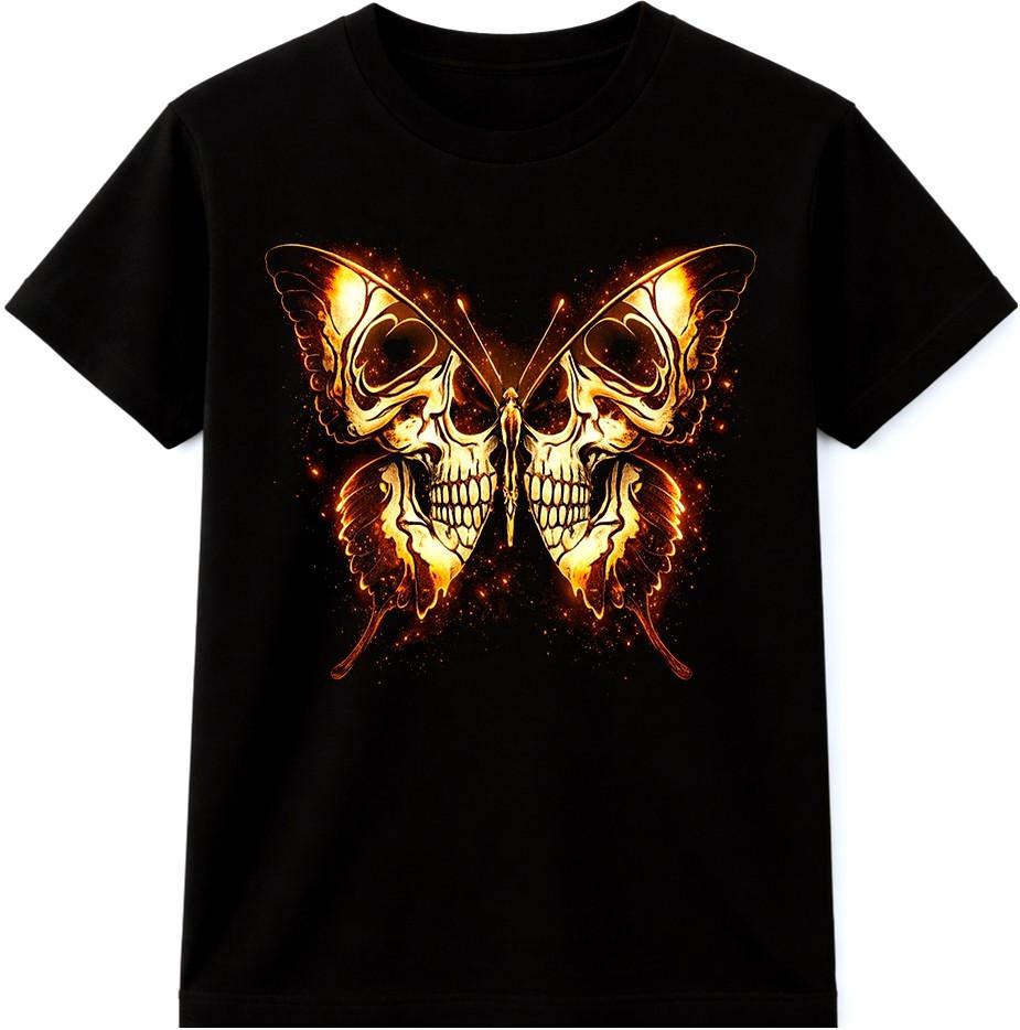 Gothic Butterfly Skull T Shirt Dark Art Insect Vintage Graphic Tee S