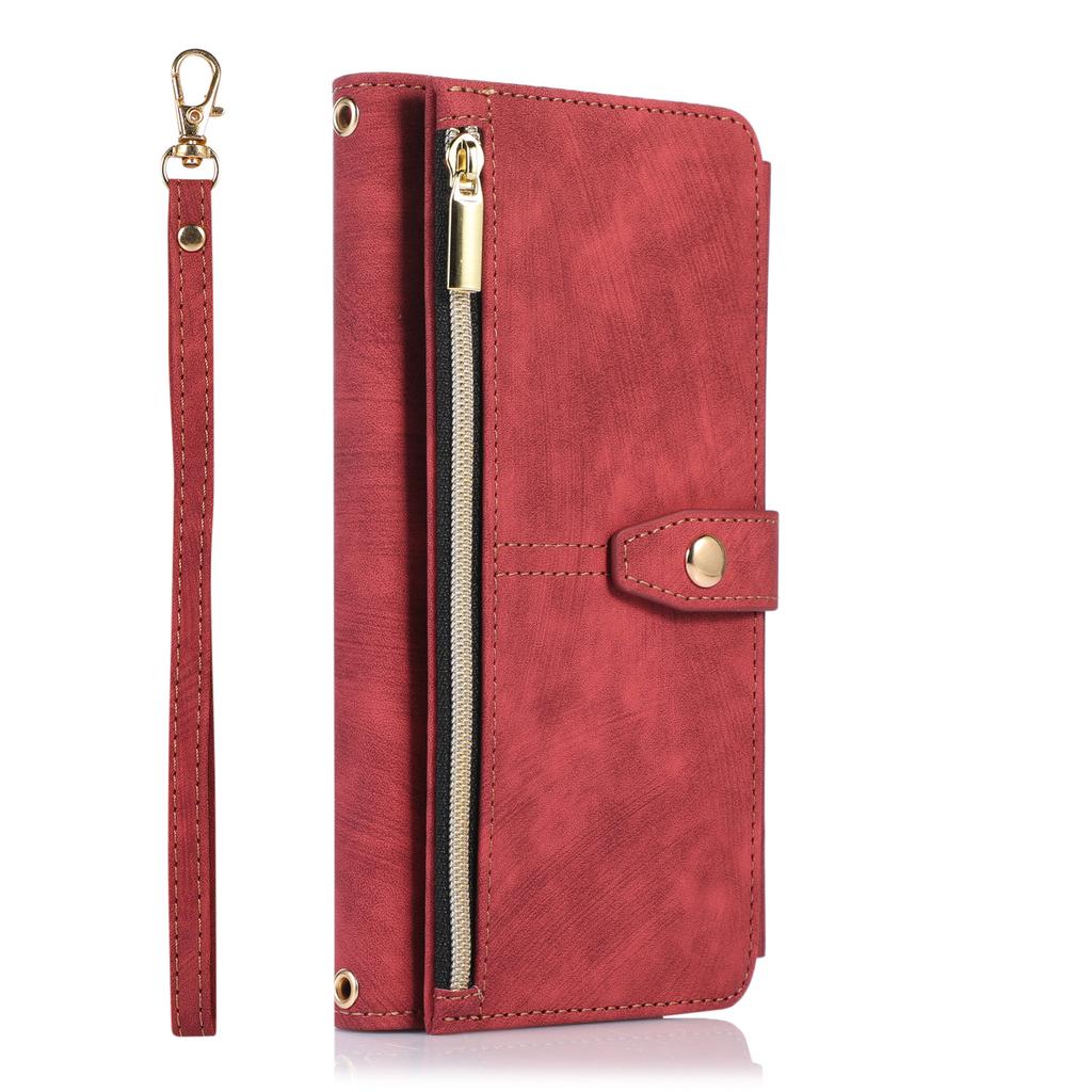 Samsung S24 Multi functional Mobile Phone Case Suitable for SamsungA55 Retro Zipper Wallet Mobile Phone Case Protection Case