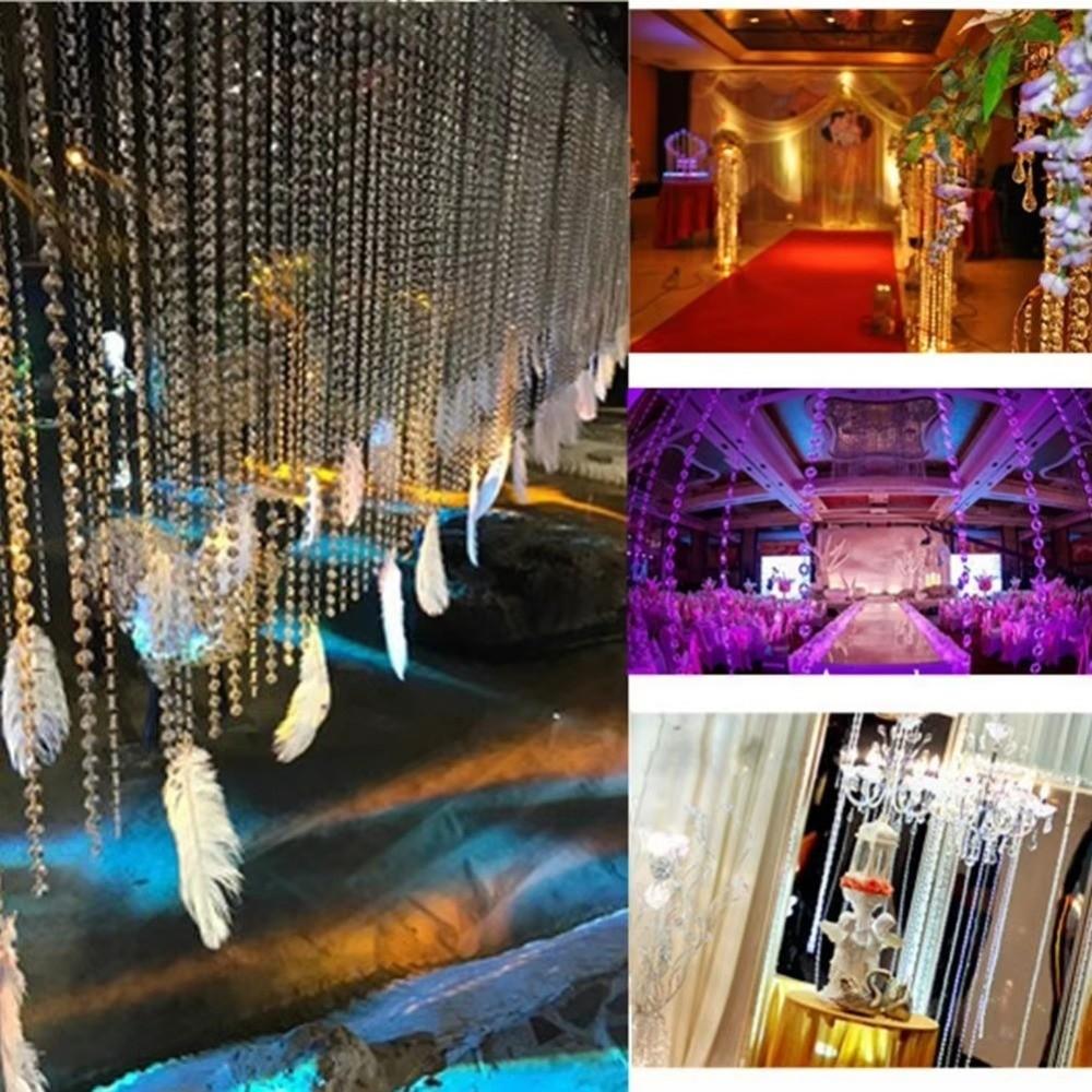 DIY 5Meters Octagonal Bead Curtain Acrylic Crystal Gems Bead Strands Clear Hanging Garland Strand Party Decorations
