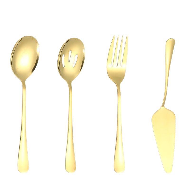 Stainless steel tableware, knives, forks and spoons, western food, golden steak, knives, forks and spoons four-piece set