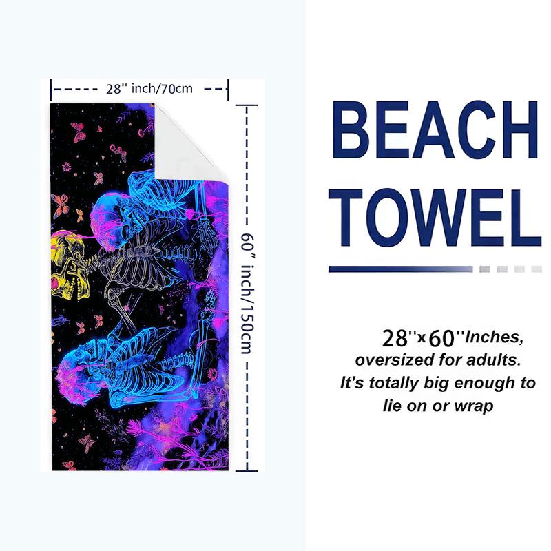 Love u to the Death Skull ( Print Beach Towel, Large Soft Quick Dry Towel for Beach Camping Swimming