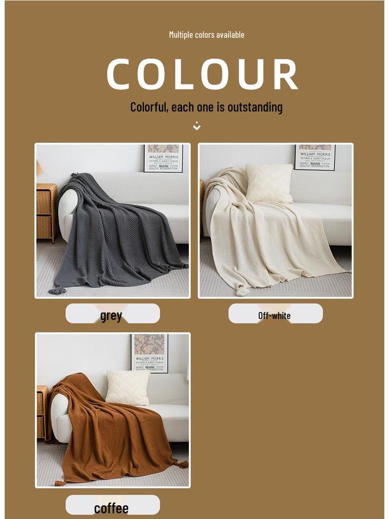 Nordic Style Knitted Office Nap Blanket - Versatile Shawl & Bed Runner