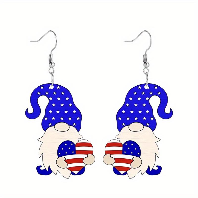 2D Flat Independence Day American Flag Gnome Acrylic Earrings Celebration Accessories Elegant Earrings Party Earrings