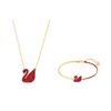 Set Iconic Colier cu pandantiv, Brățară Swan placat cu aur Roșu Colier, brățară pentru femei 5468352