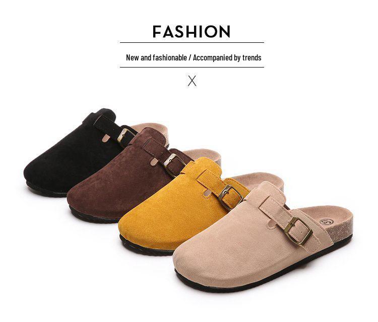 Women's Cork Baotou Slippers - Trendy Roman-Style Casual Slip-Ons In Large Sizes