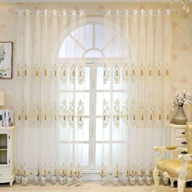 Elegant Floral Embroidered Sheer Curtain Panel  Perfect for Living Room, Bedroom, Balcony, or Home Office Decor, Curtains for Living Room