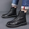 Crocodile Leather Pattern Martin Boots Men's  Genuine Leather Top Layer Cowhide  Autumn and Winter New Soft-soled Leather Shoes Men's Fashion