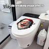 Merry Christmas Toilet Decor Funny Santa Sticker, Lid Decal, Self-Adhesive, 3D Holiday Stickers Hole Waterproof PVC Wall Sticker for Bathroom Tank Art