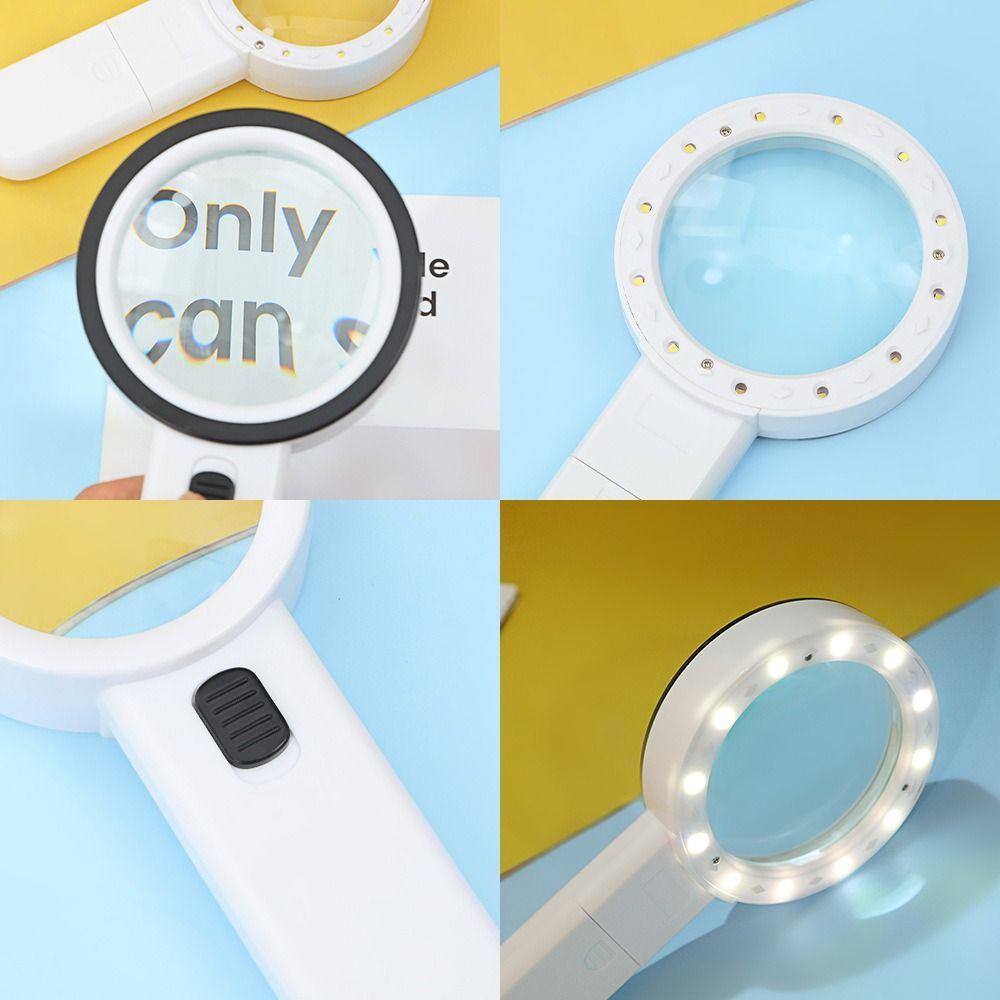 Illumination Hand Held Magnifying Glass HD Reading Magnifying Glasses  Coins Inspection