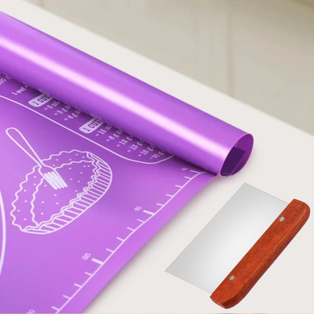 45x60CM Kneading Mat with Stainless Steel Dough Cutter Scale Measurements Desigh Non Stick Pastry Fondant Mat for Baking Kitchen