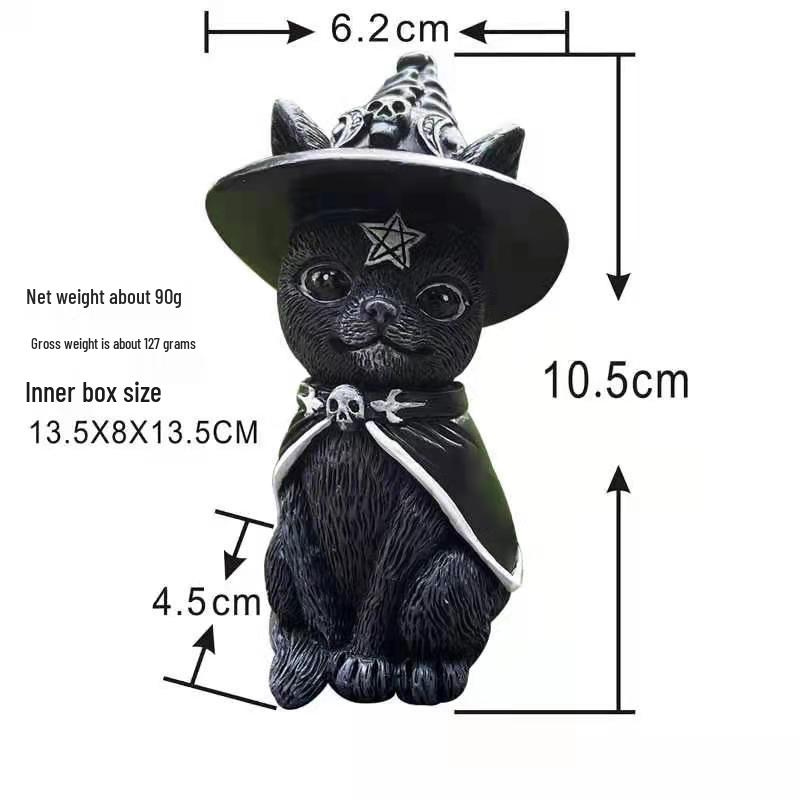 Halloween Magic Kitten Resin Ornaments: Animal Sculptures for Tabletop Decorations