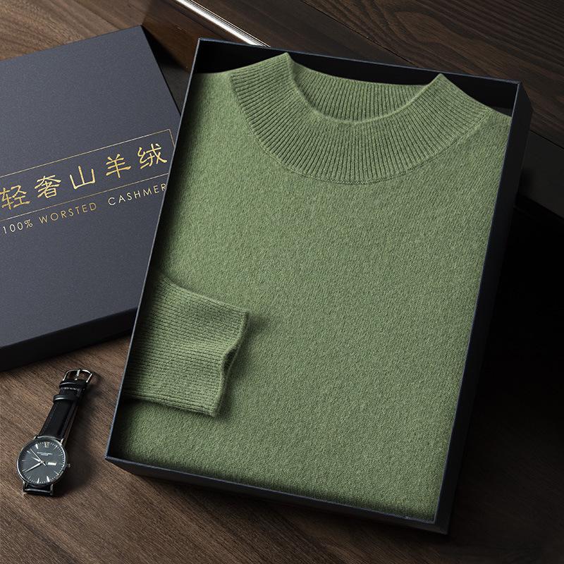 Seamless Men's Cashmere Half-Neck Sweater for Autumn/Winter - Versatile Knitwear