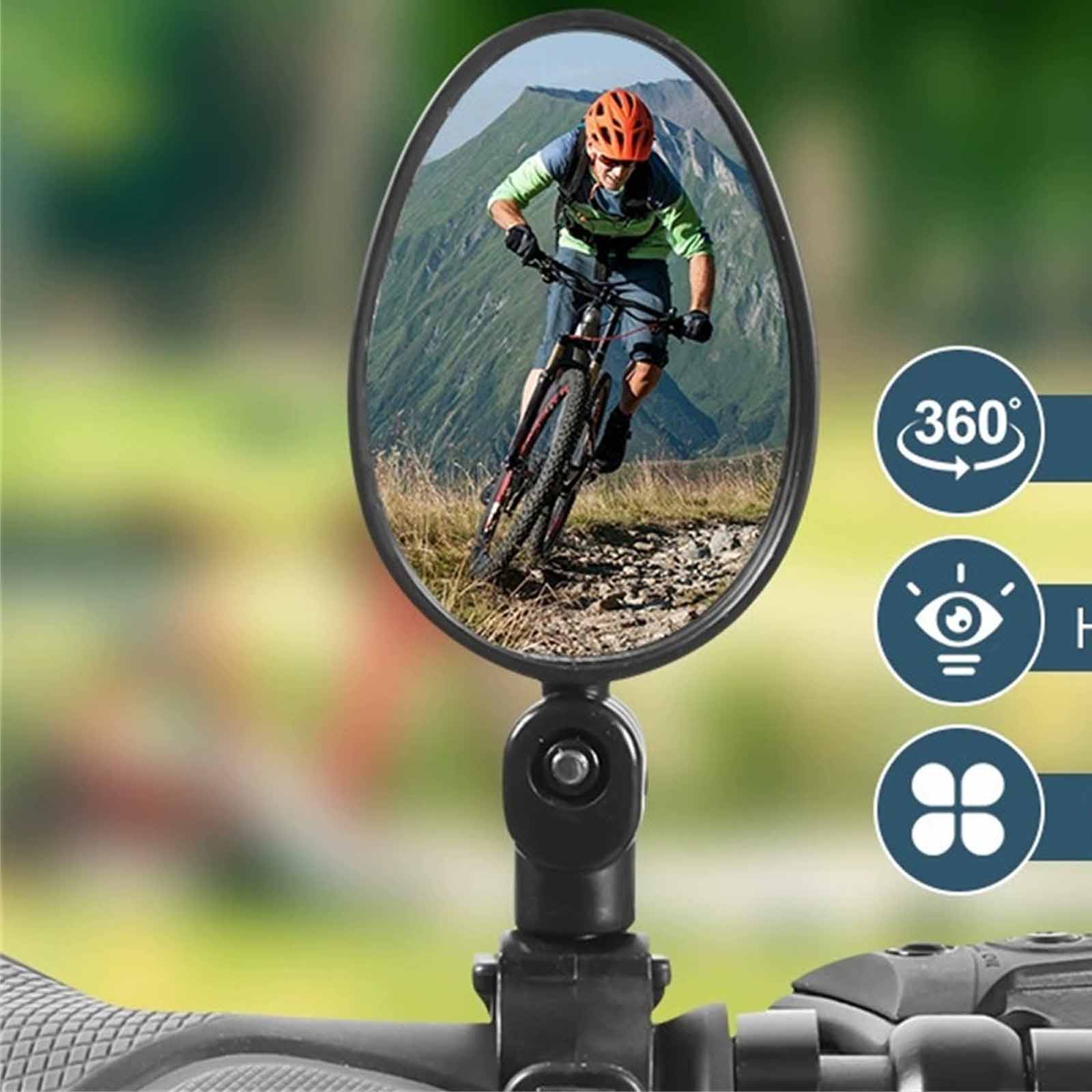 

Mountain Bike Rearview Mirror – Wide-Angle Flat Mirror, Handlebar Mirror, Cycling Safety Equipment One Size чёрный