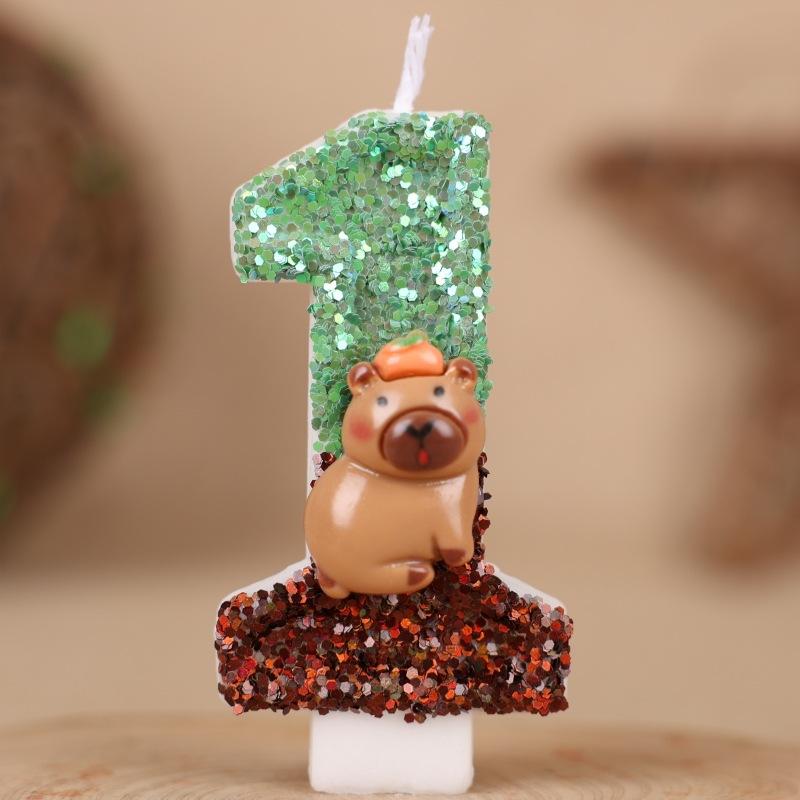 Cartoon Kapibara Numbers Birthday Candles Cake Decoration Party Holiday One Year Old Handmade Candles 0-9