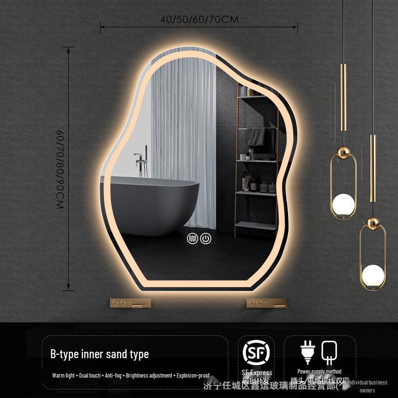 Irregular Shape LED Vanity Mirror: Wall-Mounted, Luminous, Smart Cloud Bedroom Makeup Mirror with Lights